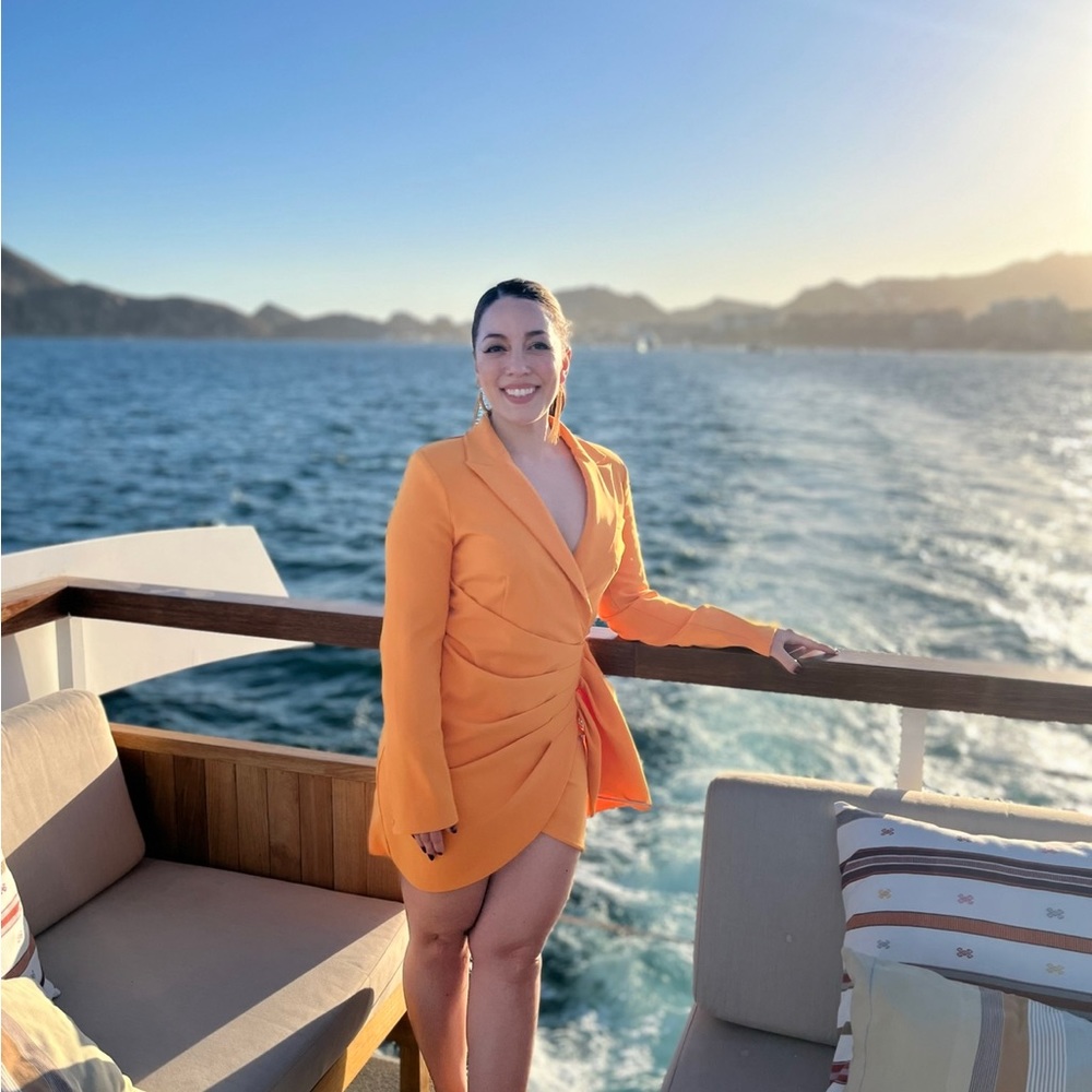 Lavish Alice wrap blazer dress in orange